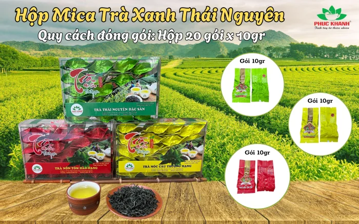 TRÀ PHÚC KHÁNH - HỘP MICA TRÀ XANH THÁI NGUYÊN